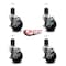 Service Caster 3.5'' Soft Rubber Swivel 1-5/8'' Expanding Stem Caster Set with Brake, 4PK SCC-EX20S3514-SRS-TLB-158-4 - alternate 4